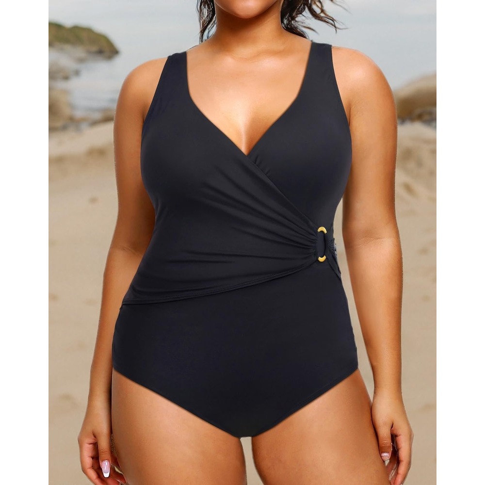 Yonique Plus Size One Piece Swimsuits for Women Tummy Control Black size 18W‎